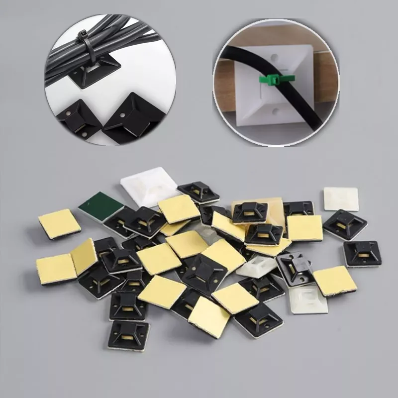 

NEW 20*20 Nylon Cable Tie Mount Base Self-adhesive Sucker Fixing Seat Plastic Buckle Positioning Sheet Adhesive Wiring Base