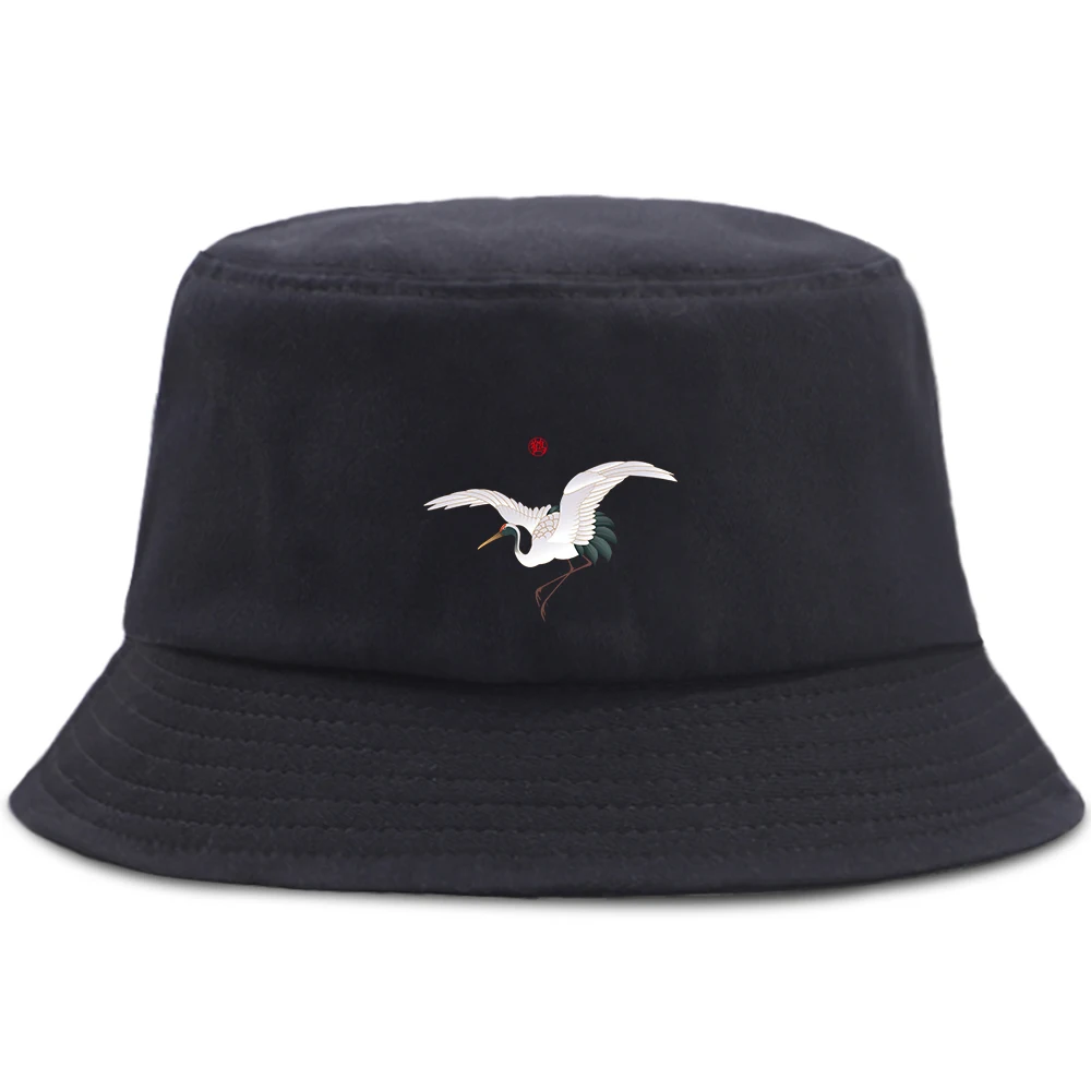 

Classical Chinese Crane Bucket Hats Sunscreen Foldable Panama Hat Hip Hop Outdoor Fishing Fisherman'S Caps Summer Beach Sun Cap