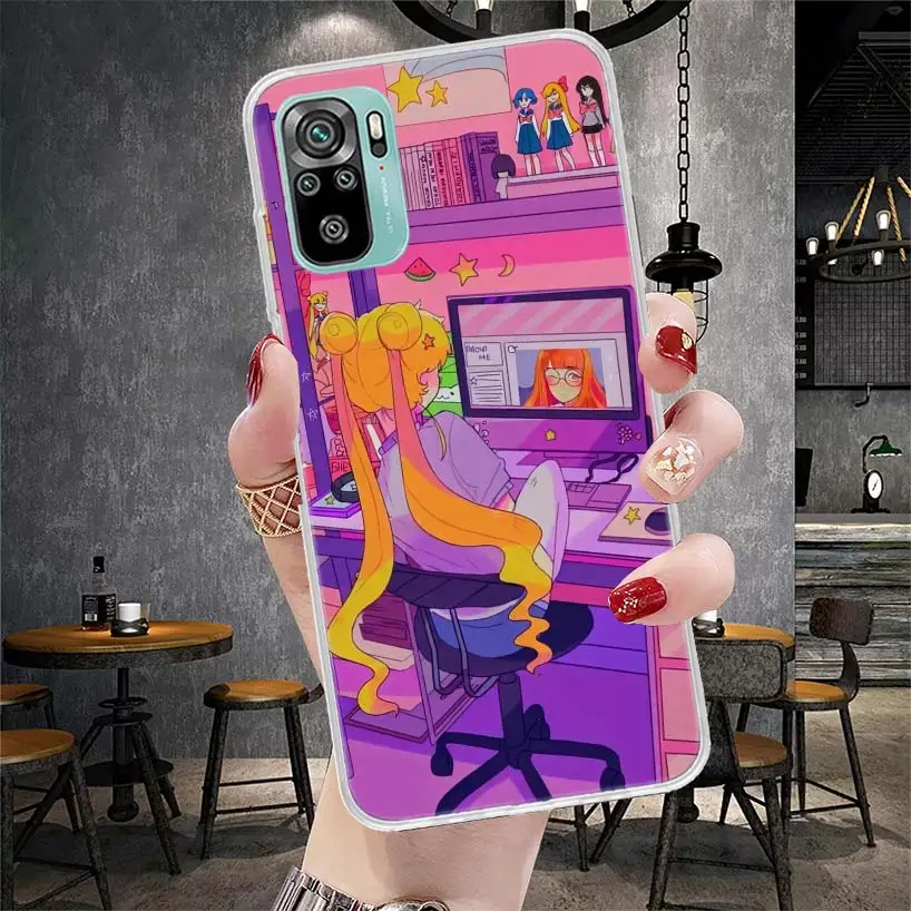 Мягкий чехол для телефона Anime Vaporwave Glitch Purple Xiaomi Redmi Note 14 13 12 12S 11 11S 11E Pro Plus 10 10S 11T 9S Note14