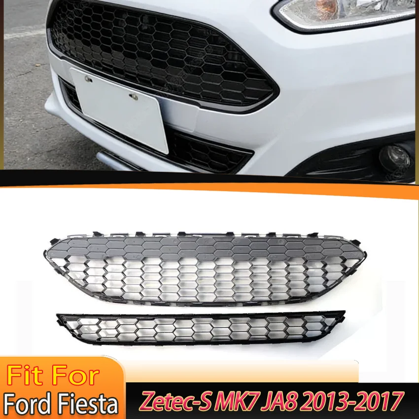 Фото Решетка радиатора Honeycomb Mesh (сотовая сетка) для Ford Fiesta Zetec-S MK7 JA8 2013-2017, верхняя центральная решетка в стиле ST, элементы обвеса №1