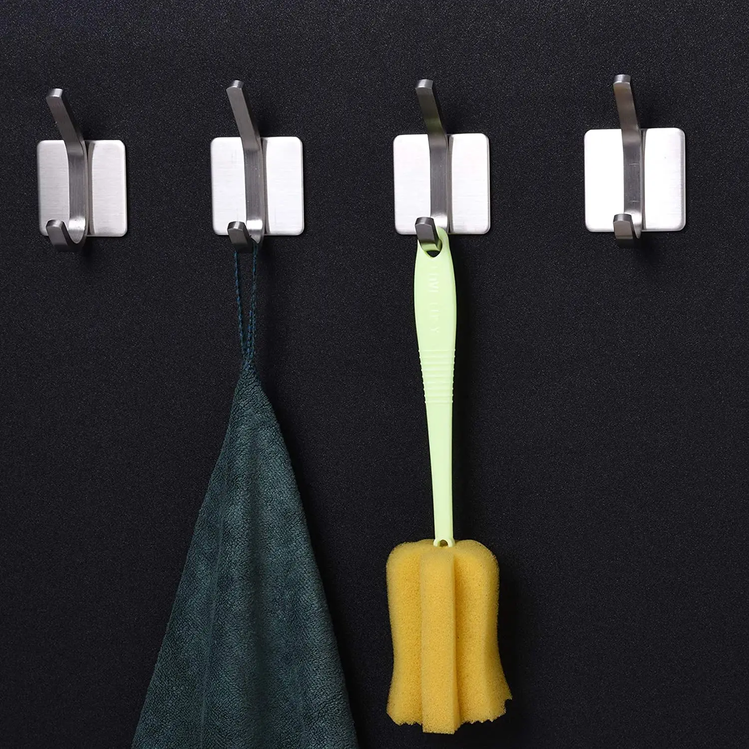 

Adhesive Hooks - Bathroom Hooks Wall Hooks Bath Show Robe Hook Self Adhesive Coat Hook Stick on Wall Stainless Steel Brushed