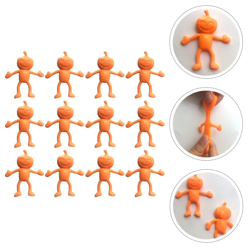 

24 Pcs Children Toys Halloween Treat Bag Fillers Pumpkin Kids Childrens Bulk Stretchy Stuffing Soft Glue Man
