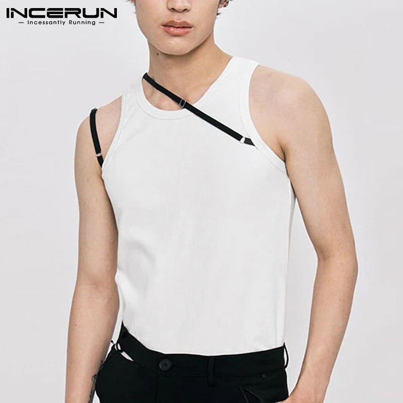 

Fashion New Men Stylish Waistcoat Stitching Contrast Color INCERUN Tops 2022 Male Casual Streetwear Solid All-match Vests S-5XL