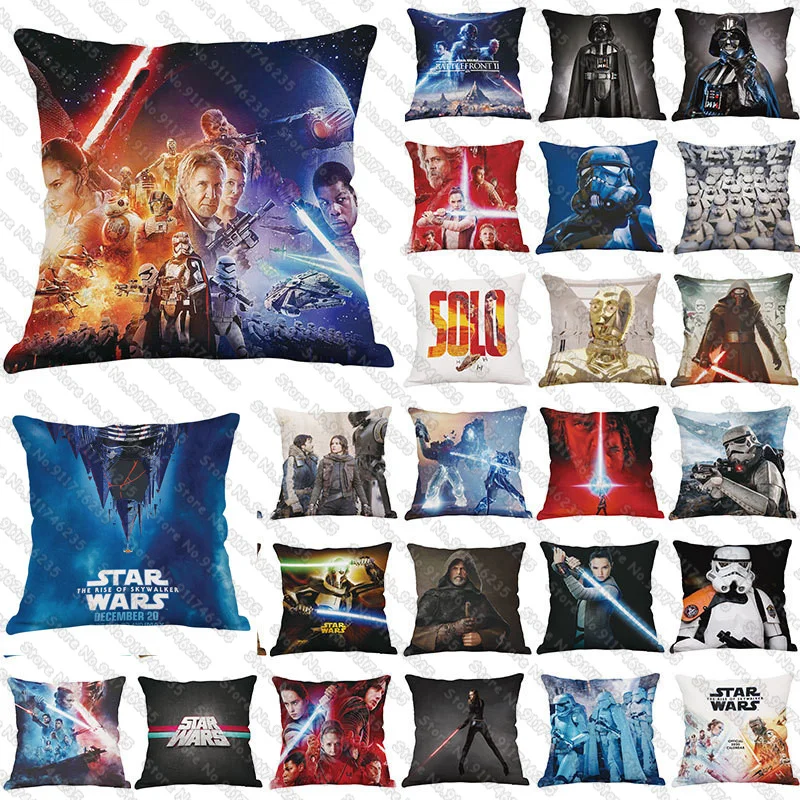 

DISNEY Star Wars Cushion Cover 45x45cm Pillow Case Character Printing Car Sofa Pillow Home Decoration Peach Skin Christmas Gift