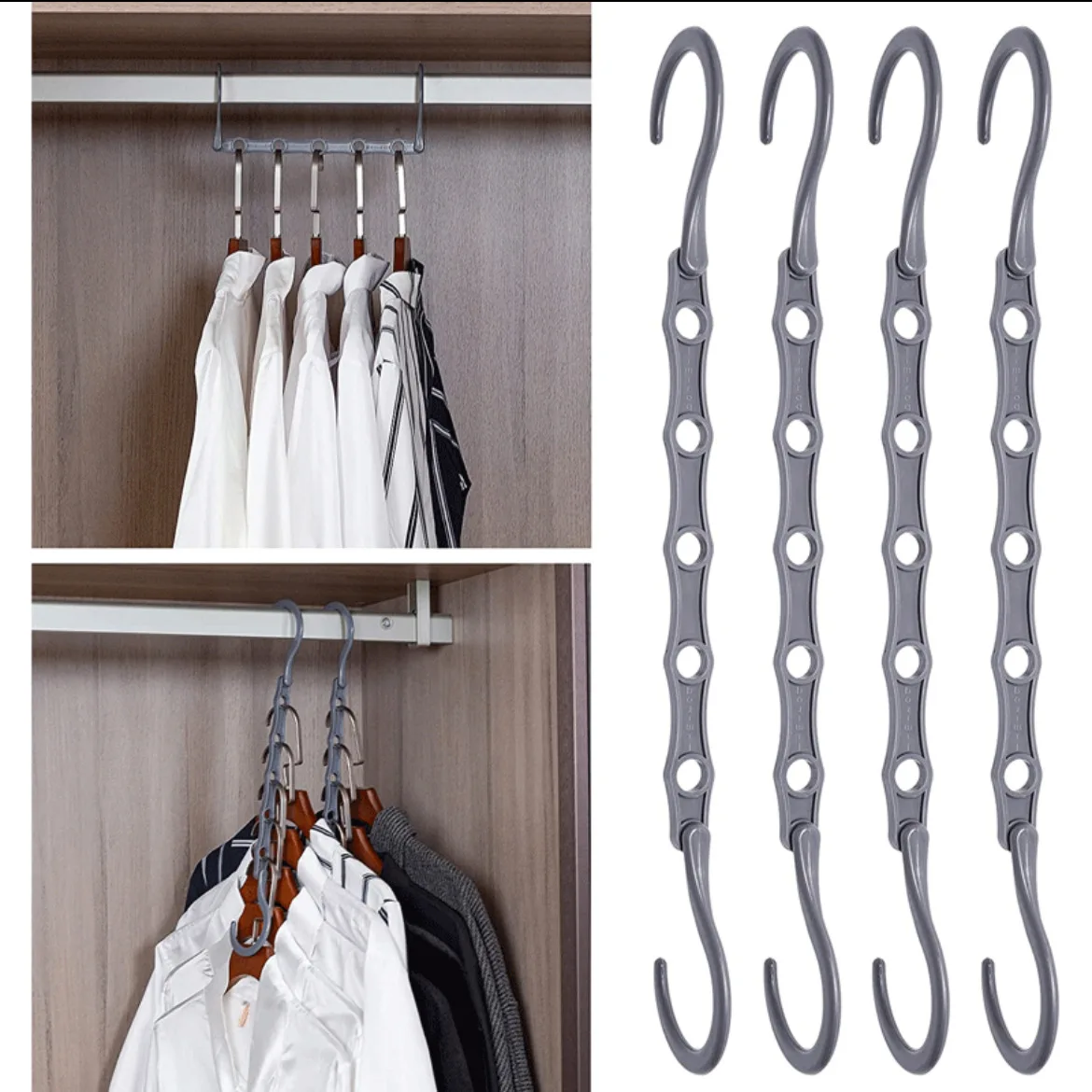 

Multifunctional Hook Saves Space 5-hole Plastic Hanger Simple Folding Windproof Suitable for Apartments Dormitories and Families