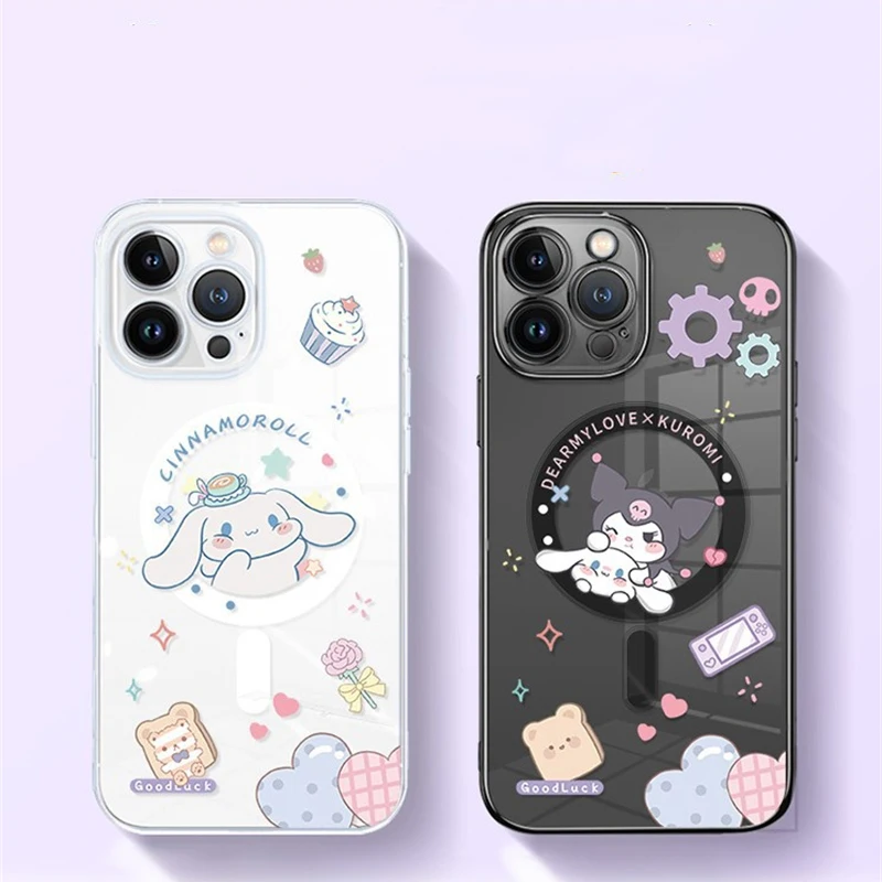 

Sanrio Kawaii Cinnamoroll Magnetic Suction Phone Case Cartoon New IPhone14/13pro Anti-slip Wear-resistant Phone Case Cute Gifts