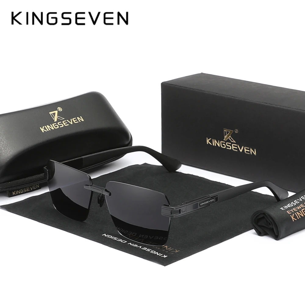 KINGSEVEN Мужские Поляризационные Солнцезащитные Очки С Градиентом UV400 Без Оправы Из