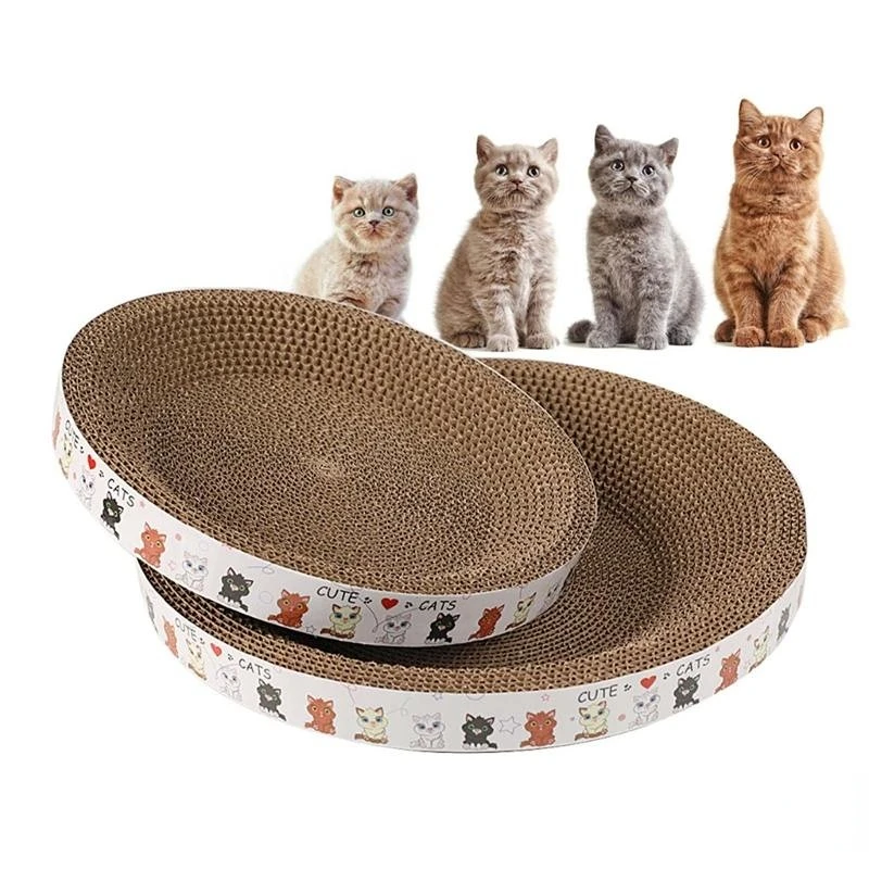 Durable Round Cat Scratcher Pad Grinding Claws Cardboard Corrugated Paper Cats Scratching Board Kitten Scrapers Pet Toy