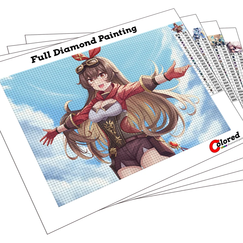 

Genshin Impact Full Diamond painting Game Girl Amber Keqing 5D DIY Diamond mosaic embroidery Anime Beauty Hutao Jean Kazuha GI18