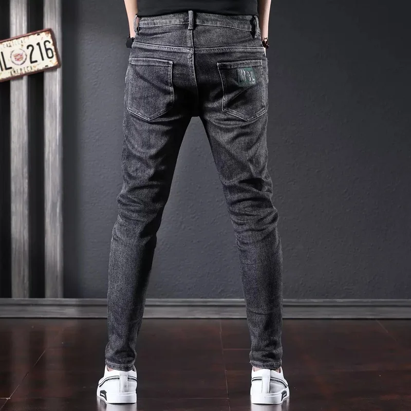 Autumn Black Gray Jeans Men Casual Slim Fit Pencil Pants Fashion Korean Style Denim Trousers CP2175