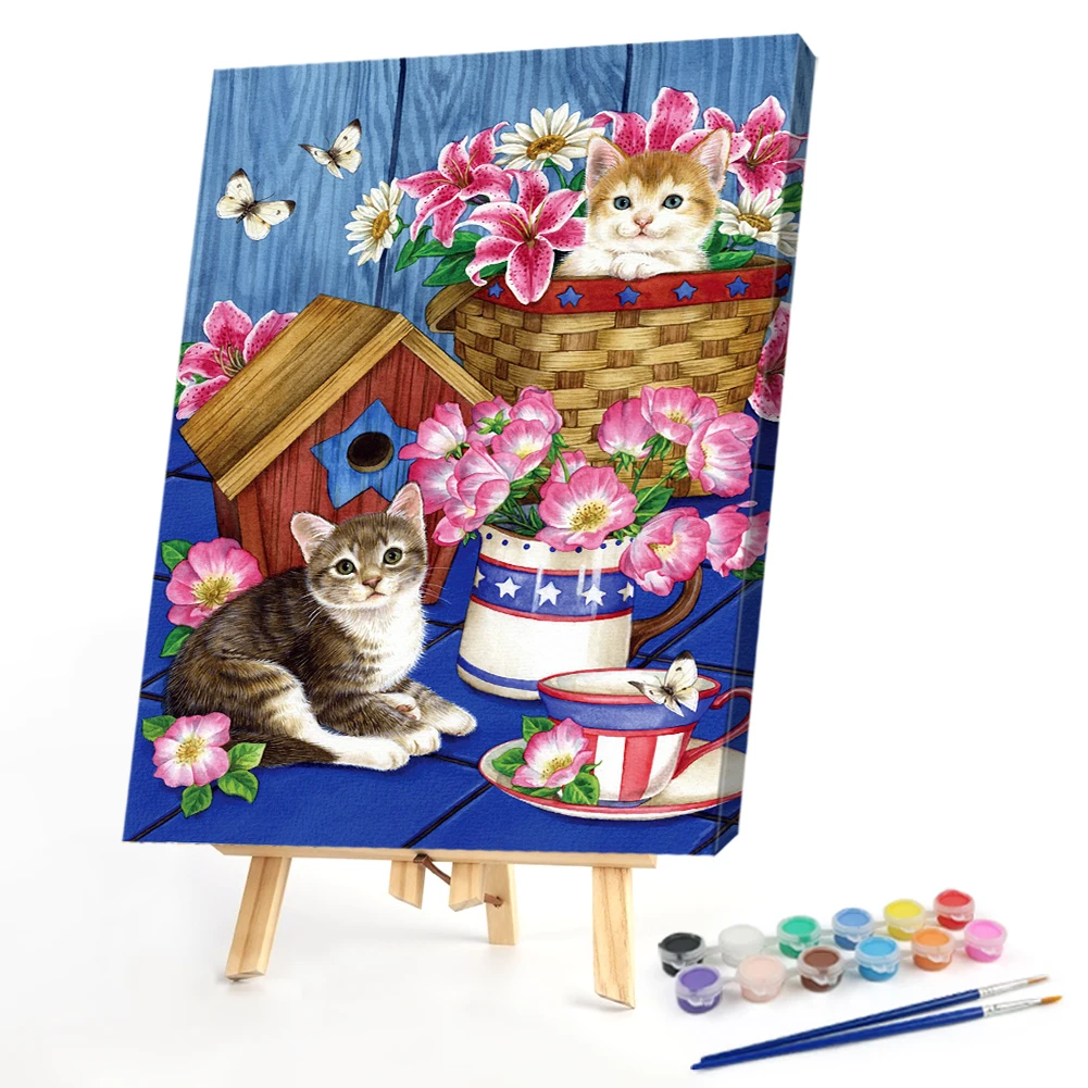 

Virgin Colouring DIY Cat Series Oil Paint by Numbers Poster Home Canvas Painting Artworks Gift Home Living Room Decoration