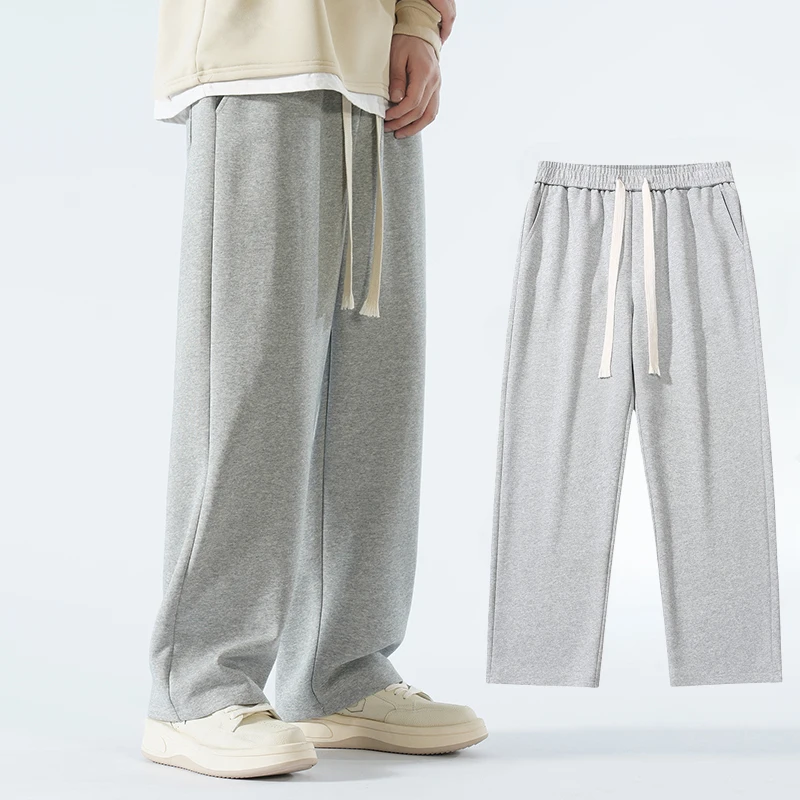 

Casual Youth Sports Trousers Men's Solid Color Straight Everyday Joker Mop Pants Elastic Waist Student Pants 2023 Autumn