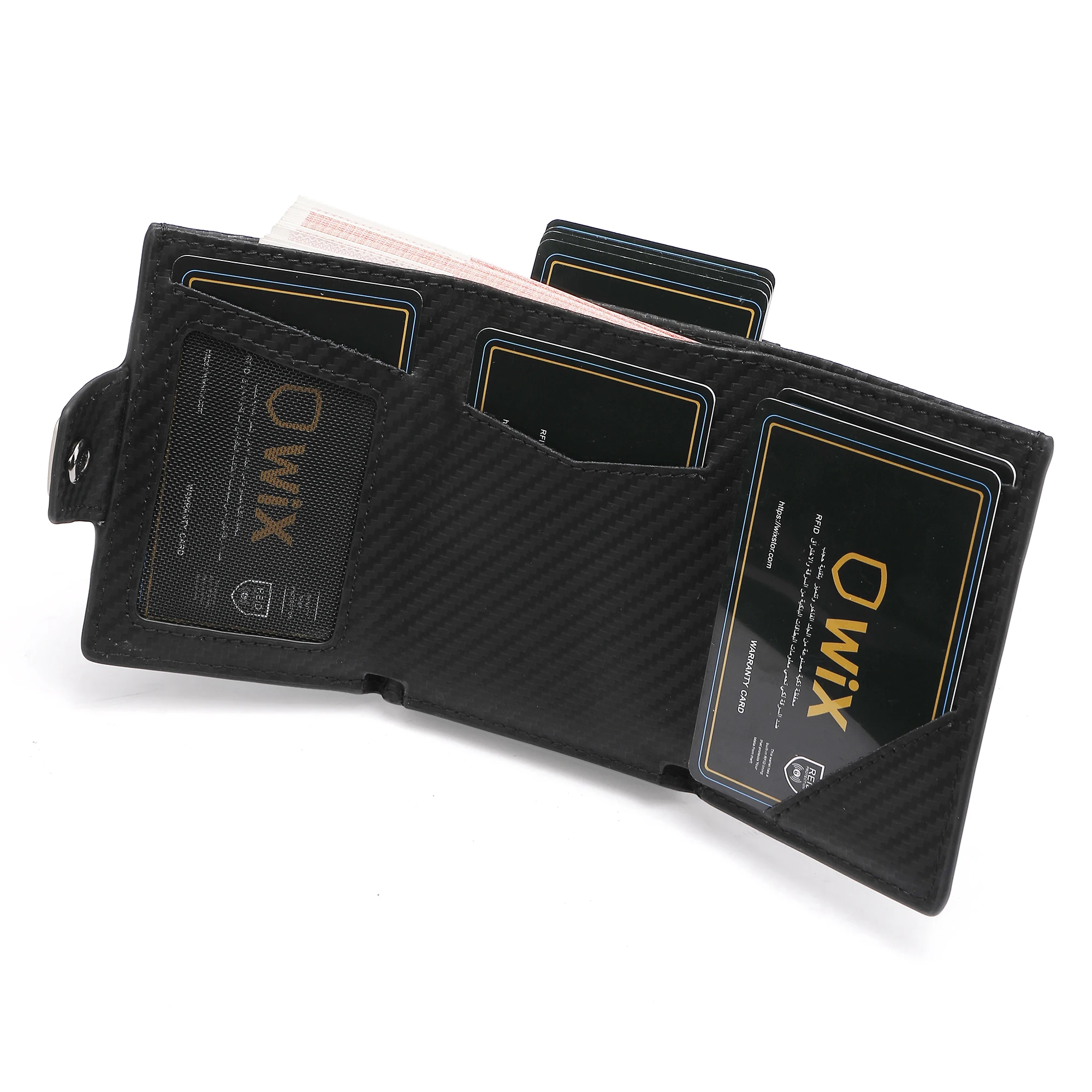 Многофункциональный бумажник для мужчин двухслойный из углеродного волокна и