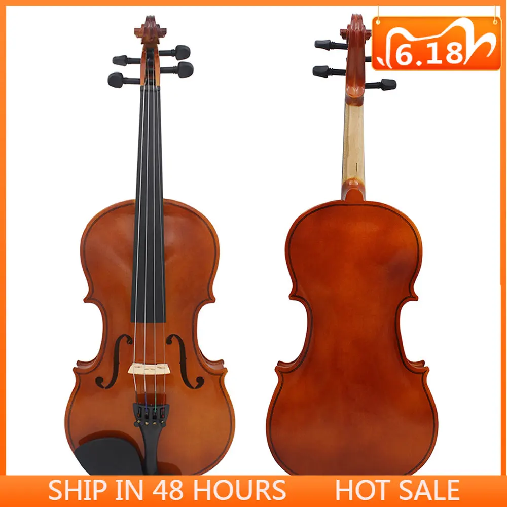 1/8 1/4 1/2 3/4 4/4 Acoustic Violin Natural Solid Wood Violin Fiddle With Carrying Case Bow Beginners Musical Instrument Gifts
