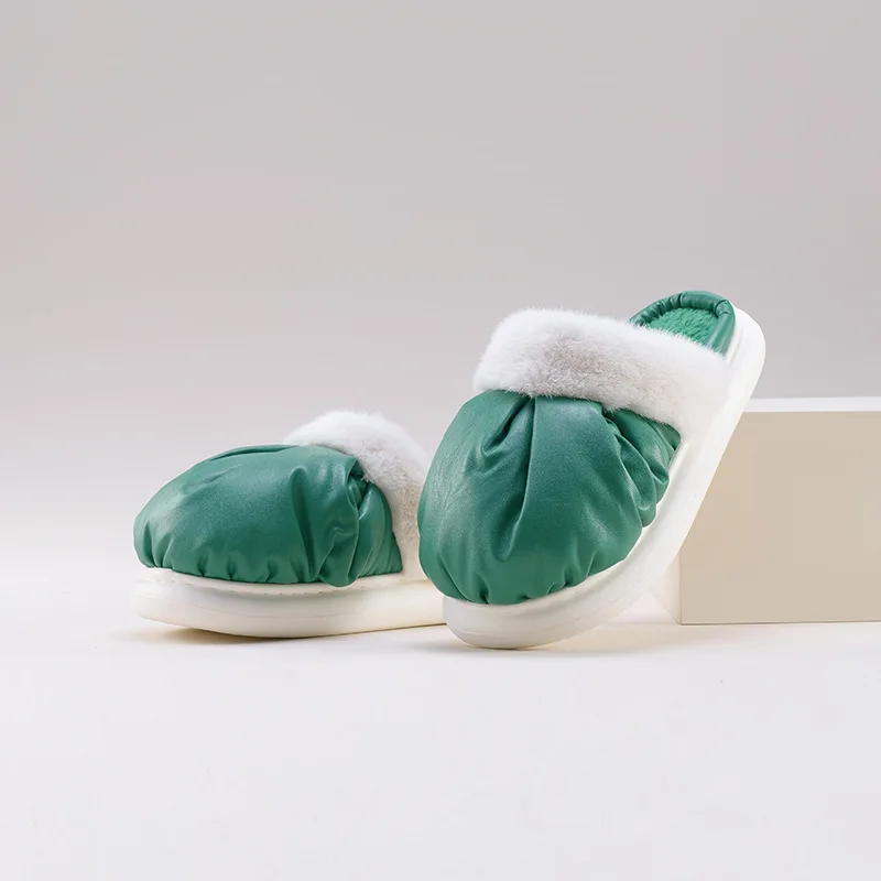 Waterproof Cotton Slippers Female Autumn Winter New Indoor Home With Anti-Slip Warm And Thick Bottom Fashion Floor Flat Shoes