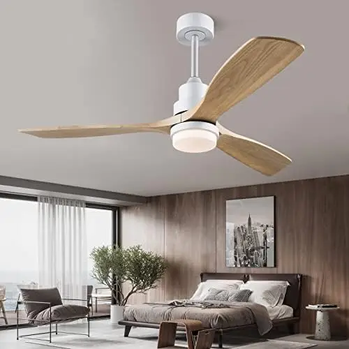 

Ceiling Fans with Lights Remote Control,Indoor Outdoor Wood Ceiling Fan with 3 Blade for Patio Living Room, Bedroom, Office, Sum