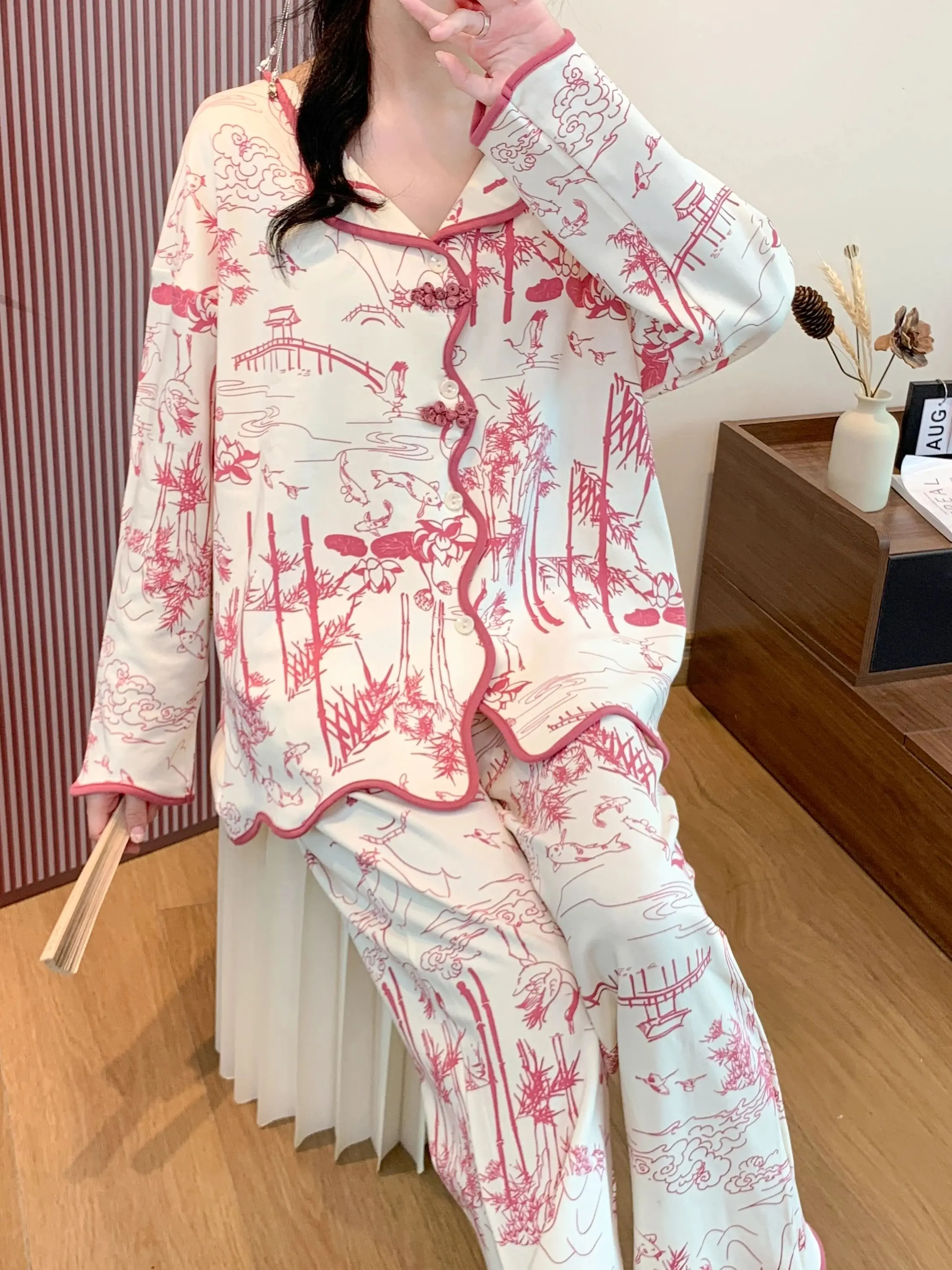 Пижамы женские Большие размеры Комплекты ночных рубашек Элегантное