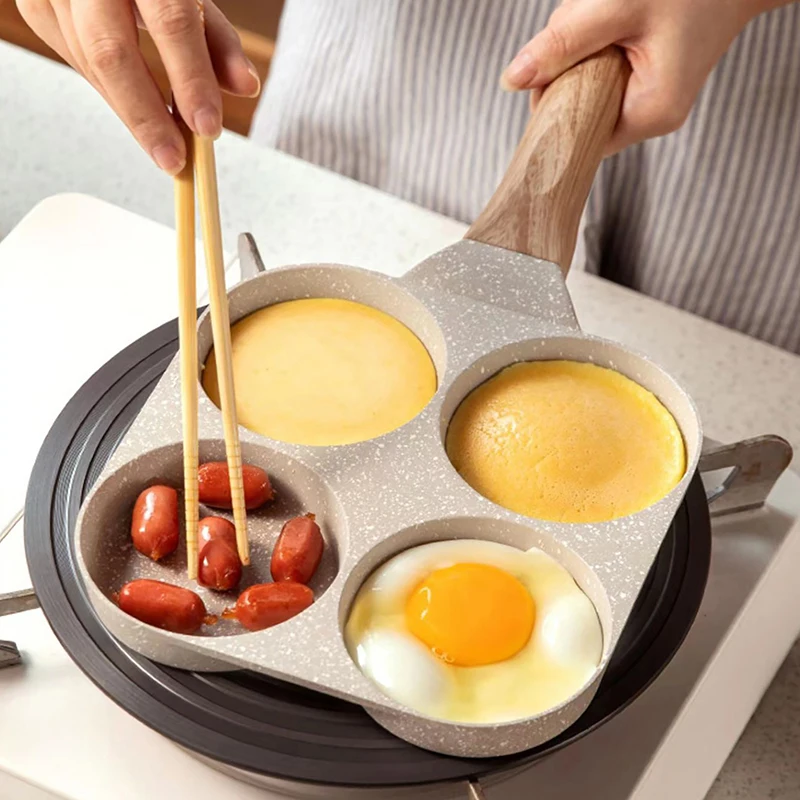 

1Pc 4 Holes Egg Pancake Pan Frying Nonstick Pans Skillet Pot 4 Eggs Stove Omelet Ham Maker For Kitchen Cooking Tool