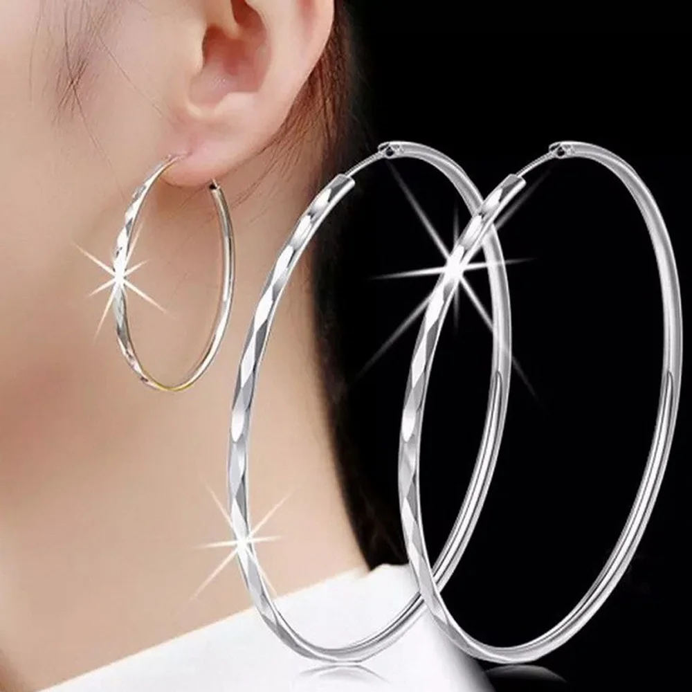 

JOZY 1Pairs/2Pcs Small Big Hoop Earrings Women Silver Color Stainles Steel Round Circle Pendientes Mujer 2022 Anti-allergy Gift