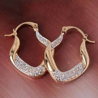 geometric shape women earrings inlaid crystal round cz simple versatile hoop earrings delicate gift female trendy jewelry