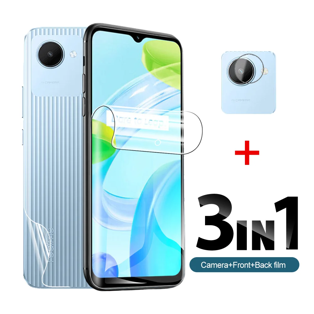 

Гидрогелевая пленка 3 в 1, не стекло для Realme C30 C31 C35 C25 C25s C25y C21 C21y C15 C11 защита для экрана камеры C 30 35 31 25 15 11