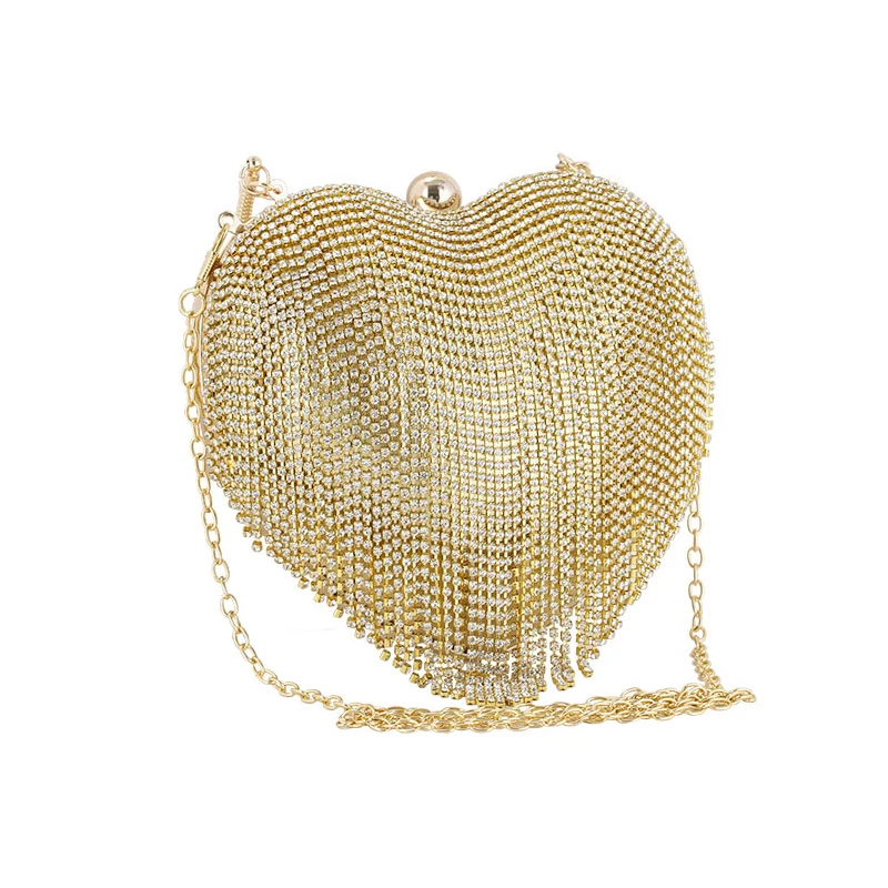 Женский клатч в форме сердца роскошный вечерний кошелек с кисточкой сумка со