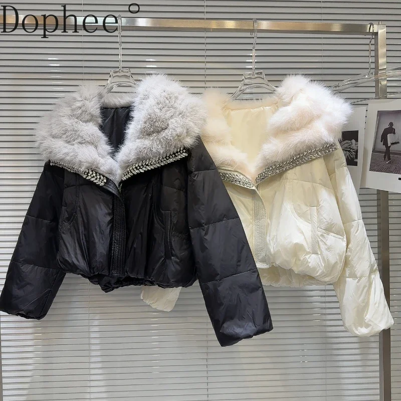 Новинка 2024 осенне-зимняя модная куртка на белом утином пуху короткие парки с