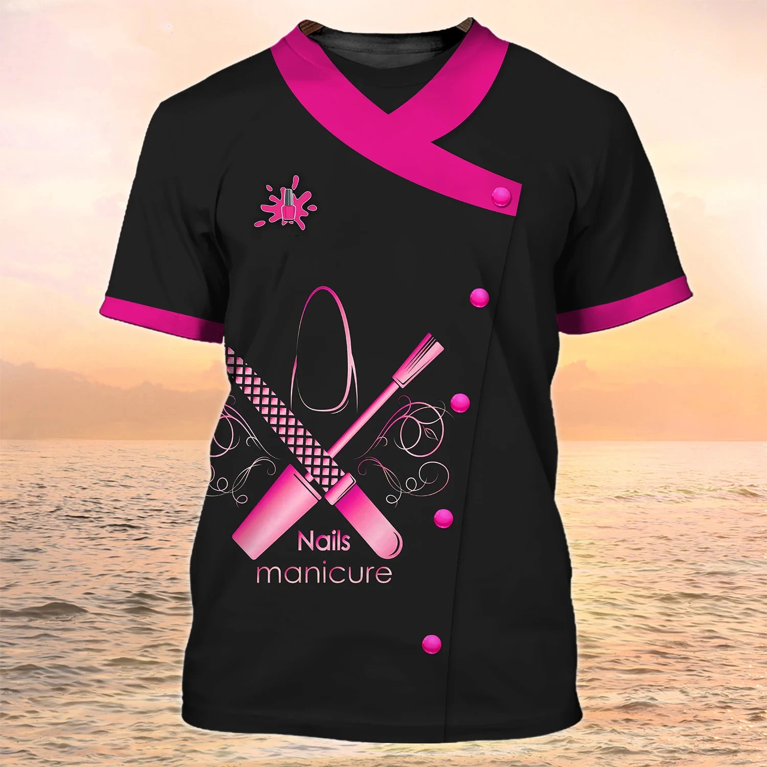Newest Summer Fashion Women‘s T-shirt Nail Technician Personalized Name 3d Print T Shirt Unisex Casual Nails Shirt Uniform Dw94