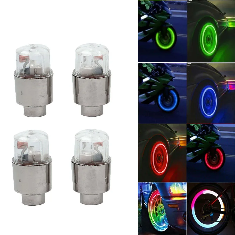 

4PCS Car Wheel LED Light Motocycle Bike Light Tire Valve Cap Decorative Lantern Tire Valve Cap Flash Spoke Strobe
