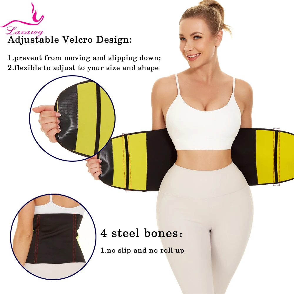 LAZAWG Women Waist Trainer Belt Women Fat Burning Sauna Belt for Weight Loss Firm Support Waist Cincher Fitness Slimming Belt