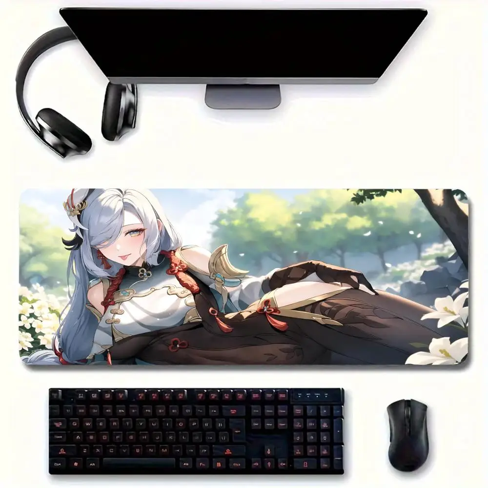 Игровой коврик для мыши S-Shenhe Girl большой дома и офиса водонепроницаемый