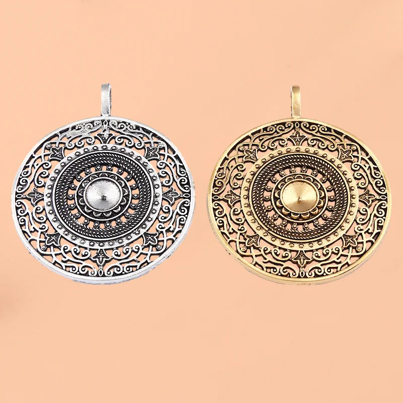 

4pcs/Lot Tibetan Silver Large Filigree Mandala Flower Round Circle Charms Pendants for DIY Necklace Jewelry Making Accessories
