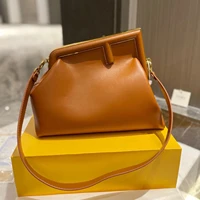 womens branded large shoulder bag 2022 trend first layer cowhide luxury designer metal clip bags handbags for women
