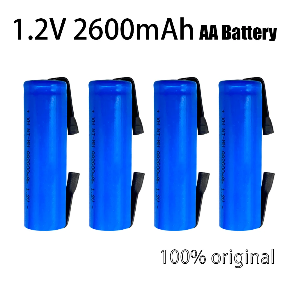 100%Original 1.2V AA battery 2600 MAH 2A Ni-MH Ni MH cell blue shell with tabs pins for Philips Braun electric shaver tool brush |