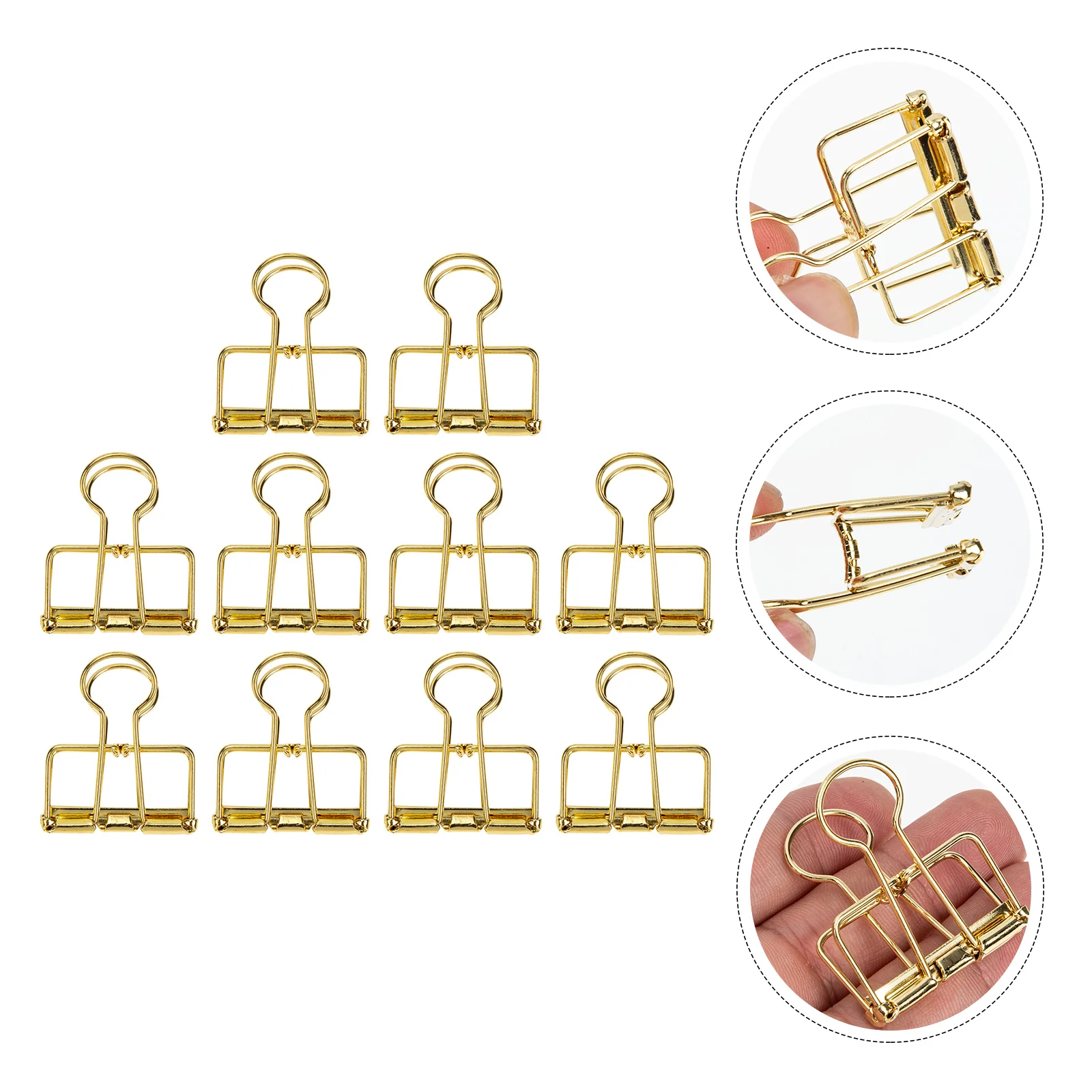 

Gold Dovetail Clip Stainless Steel Paper Clips Multi-function Binder Clamps Delicate File Exquisite Mini Binder Clips