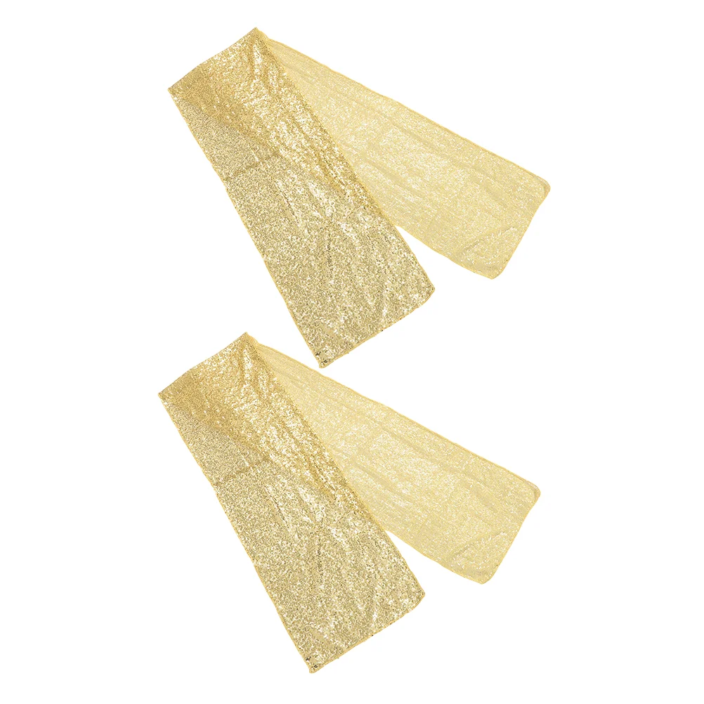 

2pcs Fashionable Sequin Table Runner Decorative Tablecloth Golden Table Cloth