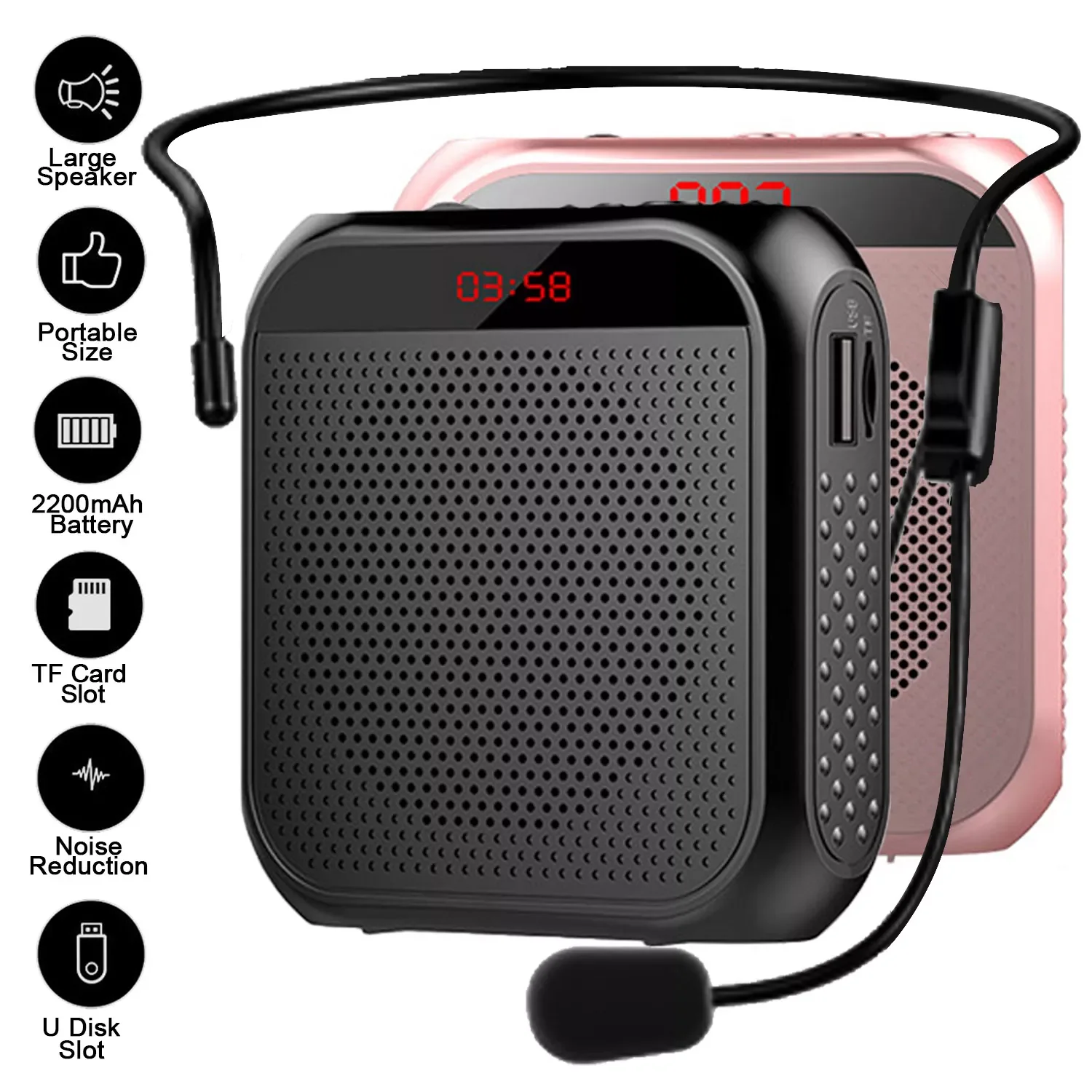 

Gosear 5W 2400mAh Voice Amplifier Multifunctional Portable Personal Voice Speaker with Microphone Display for Teachers Speech