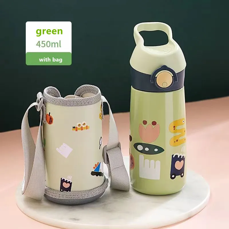 

AIWILL Детская термобутылка 450 мл зелёная/розовая из нержавеющей стали