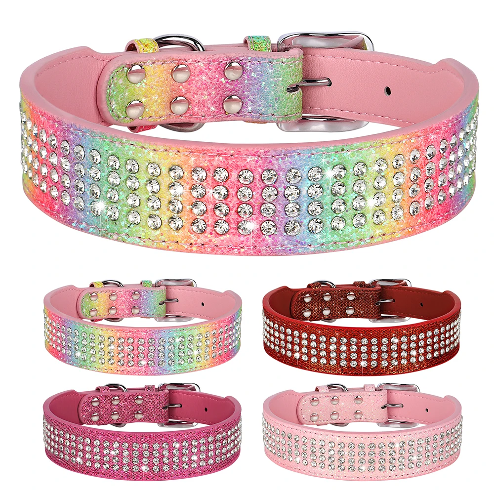 

Girl Dog Necklace Collar Bling Rhinestone Dogs Collars Crystal Studded Pet Necklace Adjustable for Medium Large Dogs Pitbull