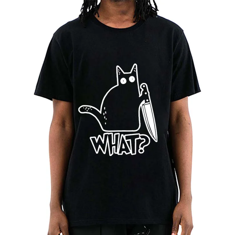 XIN YI Men's T-shirt High Quality 100% Cotton knife cat print men T shirt casual loose men tshirt o-neck t-shirt men tees tops