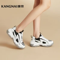 kangnai sneakers women shoes patchwork lace up round toe platform flats sports tennis comfortable female casual shoes