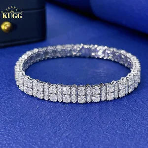 LUOWEND 100% 18K White Gold Bracelet Real Natural Diamond Bracelet Luxury Minimal Style Engagement Jewelry for Women