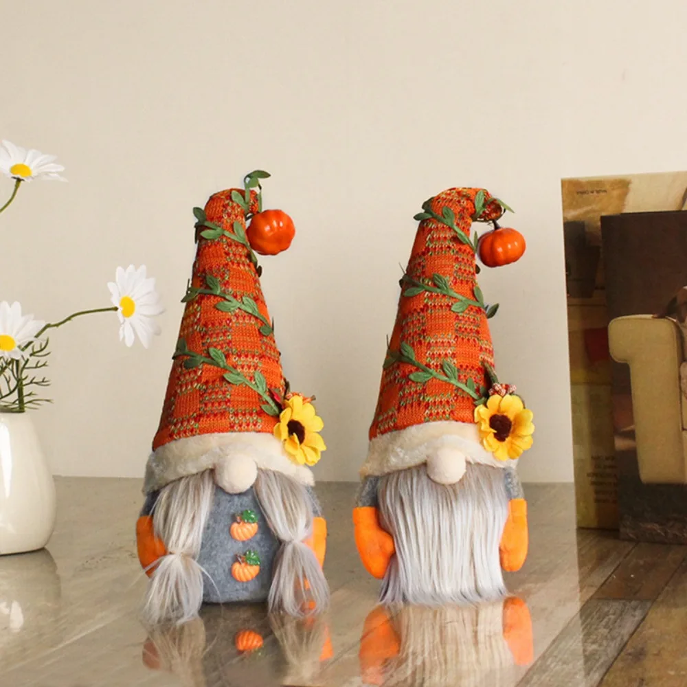 

Nisse Gnome Doll Cute Sunflower Elf Faceless Doll Tomte Pumpkin Dwarf Thanksgiving