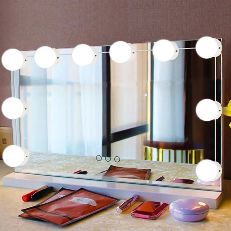 

Makeup Mirror with Dimmable 10 Pieces LED Light Bulb Kit