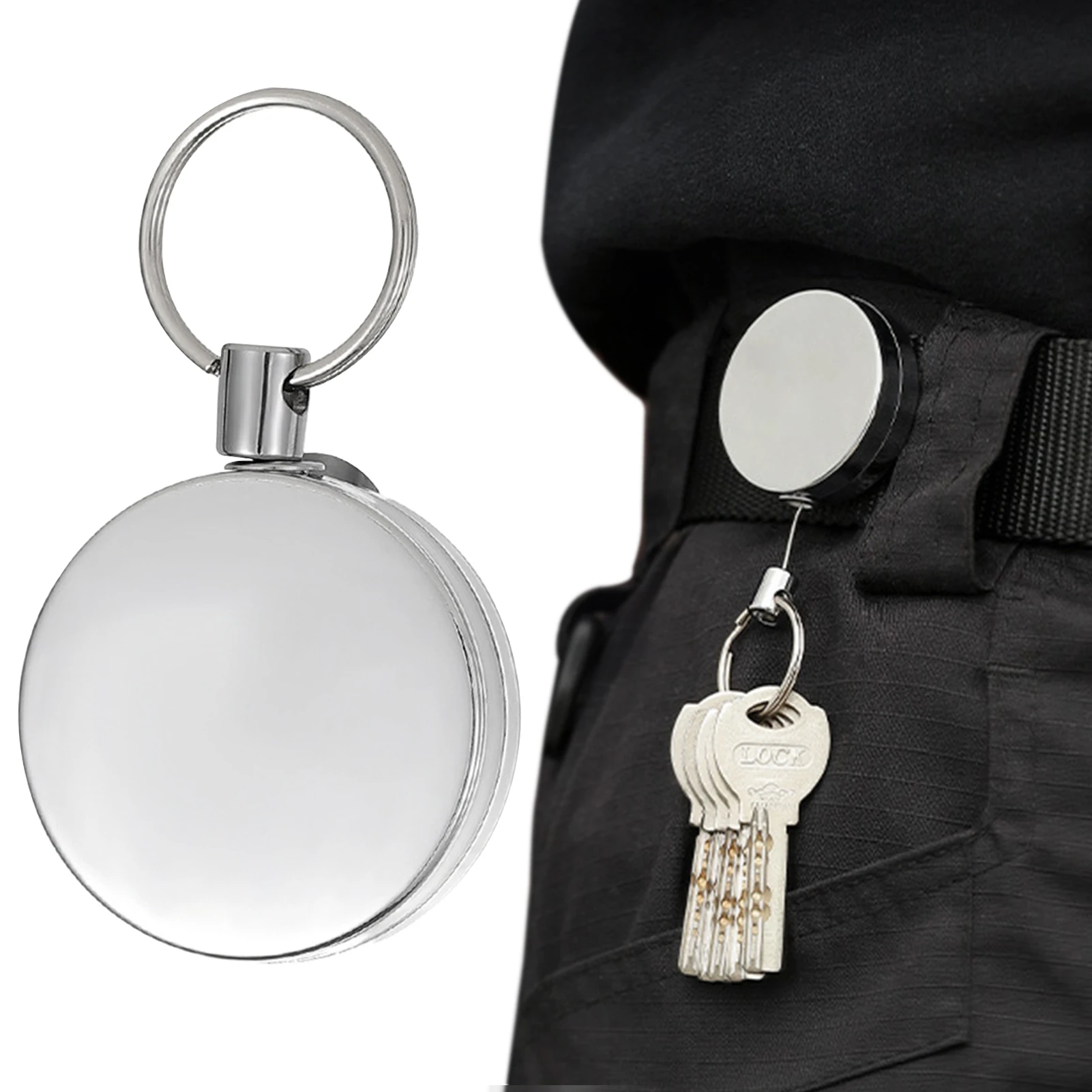 

Mini Retractable Keychain Badge Holder Retractable Card Carabiner Clip For Women Men Outdoor Lovers Durable Key Holders
