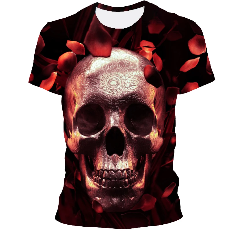

2023 New Men And Women Flame Skull 3d Printing clothing Avant-Garde Oversized T-Shirt Summer Short-Sleeved Tee O-Neck Casual Top
