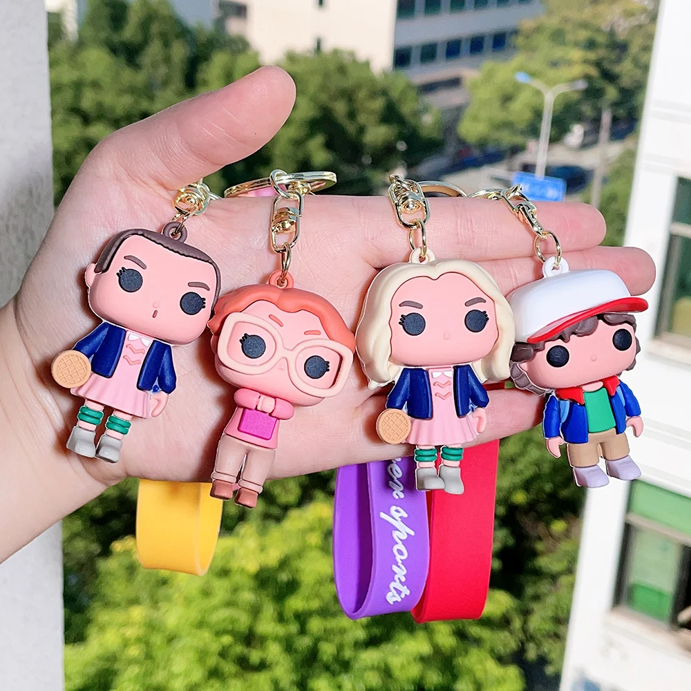 

Cartoon Figure Model Stranger Keychain Dustin Eleven Pendant Ornaments Key Accessories Fun Keyring Xmas Gifts