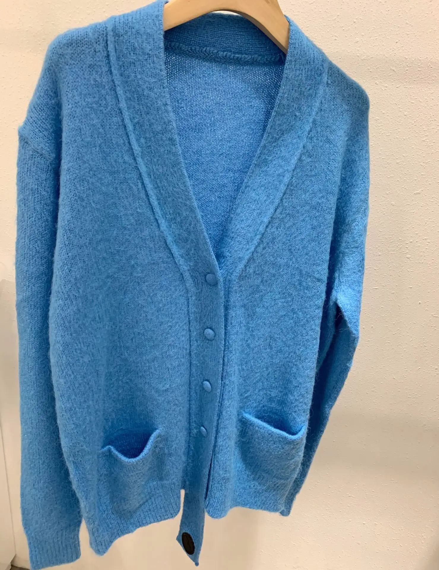 

New Arrival 21 Men Luxury Classic Welldone Sky Blue letters Knit Casual Sweaters Cardigan Asian Size High quality Drake #A110