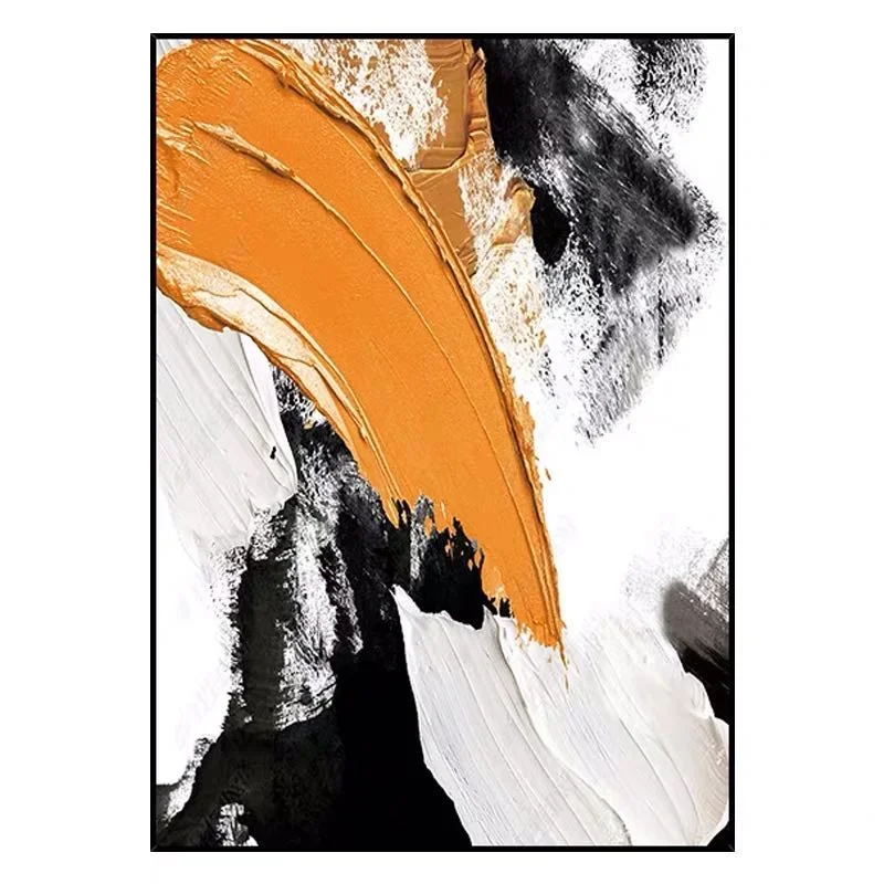 

Newest Modern Abstract Orange Black Canvas Painting Modern 100% Hand-painted Wall Art Pictures For Living Room Home Decor