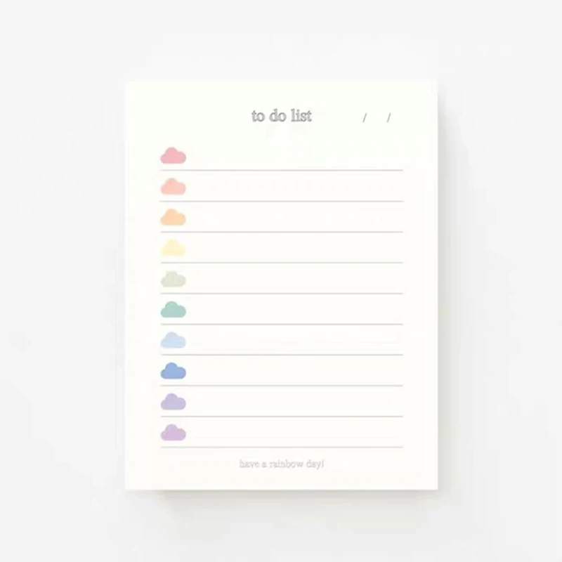 

Cute Colorful Clouds To Do List 50 Sheets Planner Student Long Style Sticky Note Memo Pad Stationery School Supplies